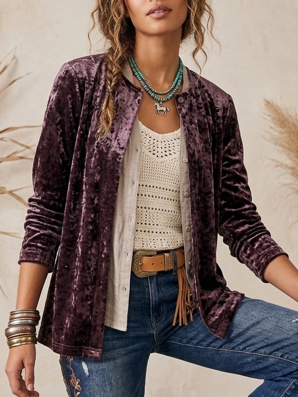 Vintage Purple Crushed Velvet Cardigan One Button Sz M USA Made Boho Whimsigoth